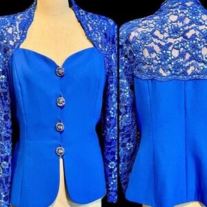 Elegant Blue Lace Women's Jacket